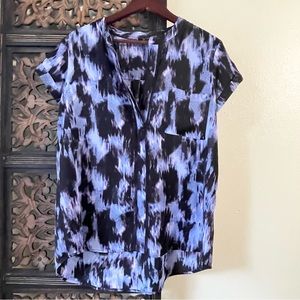 SIMPLY VERA Women’s Blouse Short-Sleeve Pullover Purple Multi Print Size L